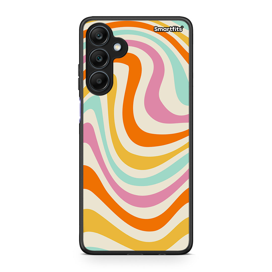 Samsung Galaxy A25 5G Colourful Waves θήκη από τη Smartfits με σχέδιο στο πίσω μέρος και μαύρο περίβλημα | Smartphone case with colorful back and black bezels by Smartfits