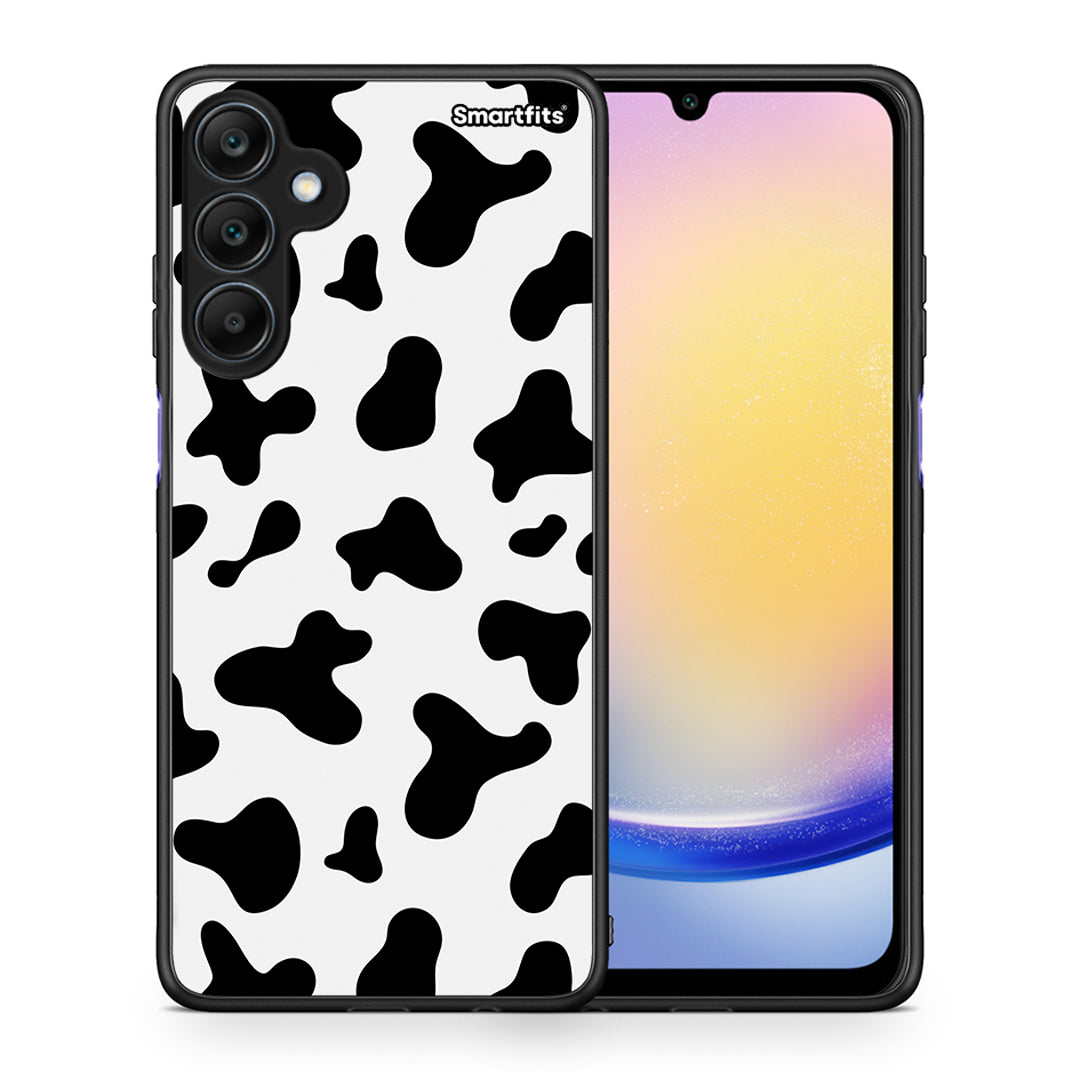 Θήκη Samsung Galaxy A25 5G Cow Print από τη Smartfits με σχέδιο στο πίσω μέρος και μαύρο περίβλημα | Samsung Galaxy A25 5G Cow Print case with colorful back and black bezels