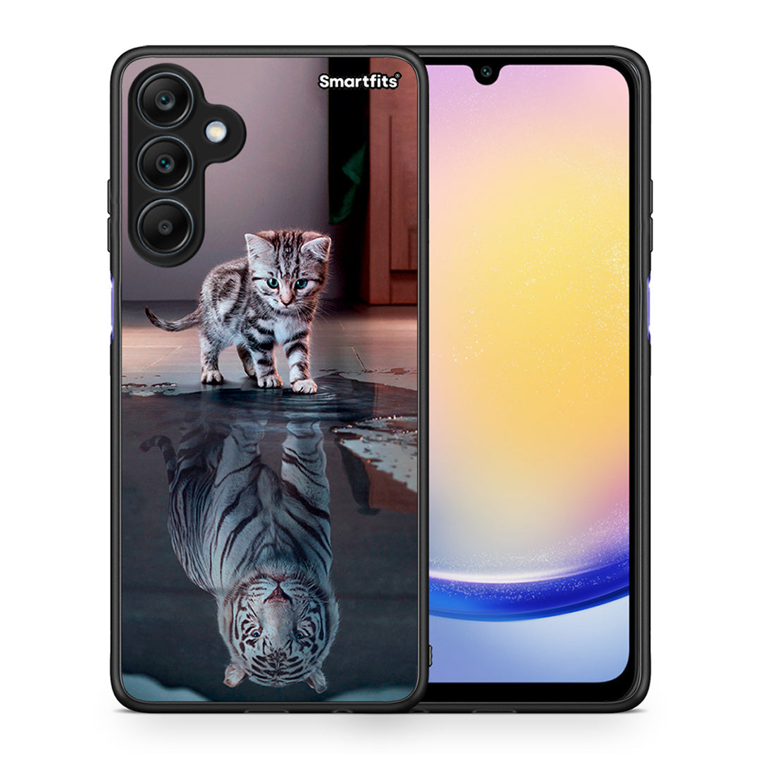 Θήκη Samsung Galaxy A25 5G Tiger Cute από τη Smartfits με σχέδιο στο πίσω μέρος και μαύρο περίβλημα | Samsung Galaxy A25 5G Tiger Cute case with colorful back and black bezels