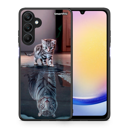 Θήκη Samsung Galaxy A25 5G Tiger Cute από τη Smartfits με σχέδιο στο πίσω μέρος και μαύρο περίβλημα | Samsung Galaxy A25 5G Tiger Cute case with colorful back and black bezels
