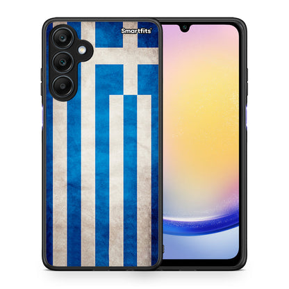 Θήκη Samsung Galaxy A25 5G Greek Flag από τη Smartfits με σχέδιο στο πίσω μέρος και μαύρο περίβλημα | Samsung Galaxy A25 5G Greek Flag case with colorful back and black bezels