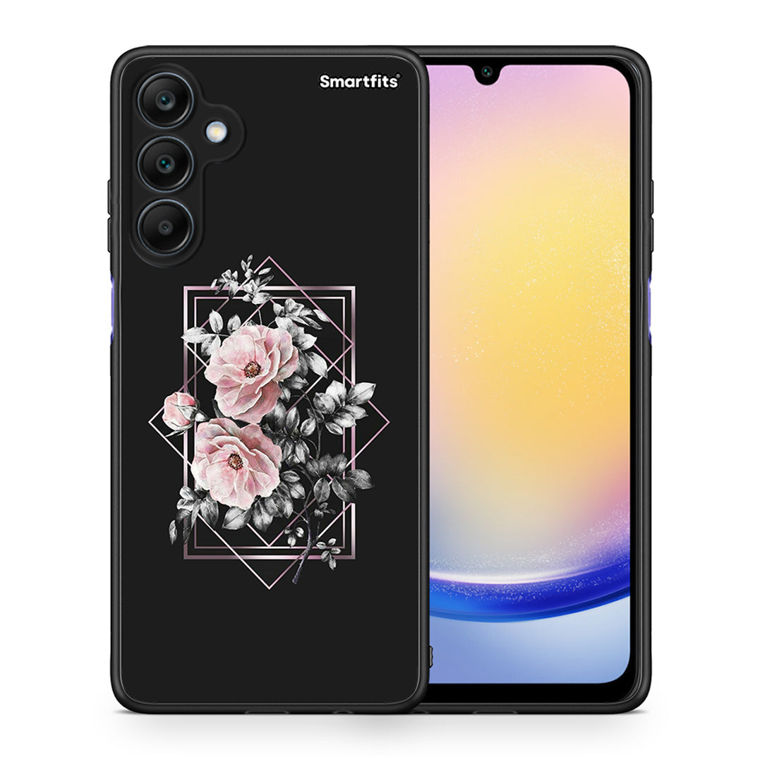 Θήκη Samsung Galaxy A25 5G Frame Flower από τη Smartfits με σχέδιο στο πίσω μέρος και μαύρο περίβλημα | Samsung Galaxy A25 5G Frame Flower case with colorful back and black bezels