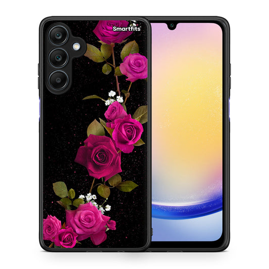 Θήκη Samsung Galaxy A25 5G Red Roses Flower από τη Smartfits με σχέδιο στο πίσω μέρος και μαύρο περίβλημα | Samsung Galaxy A25 5G Red Roses Flower case with colorful back and black bezels