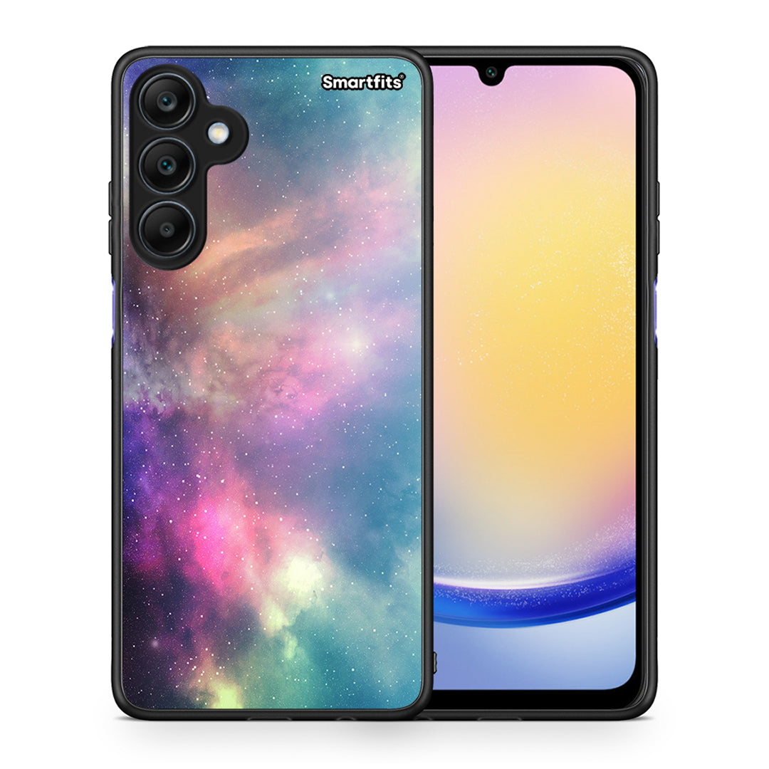 Θήκη Samsung Galaxy A25 5G Rainbow Galaxy από τη Smartfits με σχέδιο στο πίσω μέρος και μαύρο περίβλημα | Samsung Galaxy A25 5G Rainbow Galaxy case with colorful back and black bezels