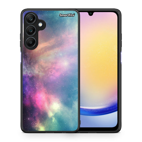 Θήκη Samsung Galaxy A25 5G Rainbow Galaxy από τη Smartfits με σχέδιο στο πίσω μέρος και μαύρο περίβλημα | Samsung Galaxy A25 5G Rainbow Galaxy case with colorful back and black bezels