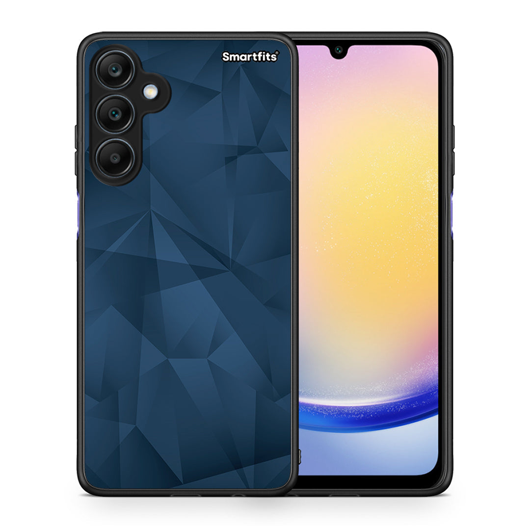 Θήκη Samsung Galaxy A25 5G Blue Abstract Geometric από τη Smartfits με σχέδιο στο πίσω μέρος και μαύρο περίβλημα | Samsung Galaxy A25 5G Blue Abstract Geometric case with colorful back and black bezels
