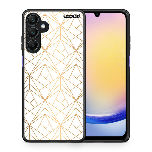 Θήκη Samsung Galaxy A25 5G Luxury White Geometric από τη Smartfits με σχέδιο στο πίσω μέρος και μαύρο περίβλημα | Samsung Galaxy A25 5G Luxury White Geometric case with colorful back and black bezels