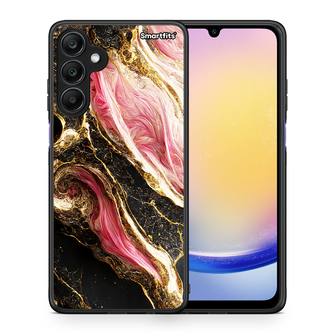 Θήκη Samsung Galaxy A25 5G Glamorous Pink Marble από τη Smartfits με σχέδιο στο πίσω μέρος και μαύρο περίβλημα | Samsung Galaxy A25 5G Glamorous Pink Marble case with colorful back and black bezels