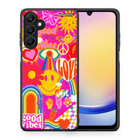 Thumbnail for Θήκη Samsung Galaxy A25 5G Hippie Love από τη Smartfits με σχέδιο στο πίσω μέρος και μαύρο περίβλημα | Samsung Galaxy A25 5G Hippie Love case with colorful back and black bezels