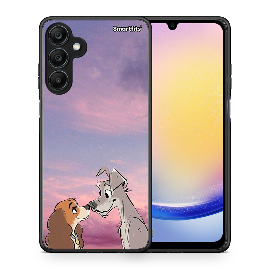 Θήκη Samsung Galaxy A25 5G Lady And Tramp από τη Smartfits με σχέδιο στο πίσω μέρος και μαύρο περίβλημα | Samsung Galaxy A25 5G Lady And Tramp case with colorful back and black bezels