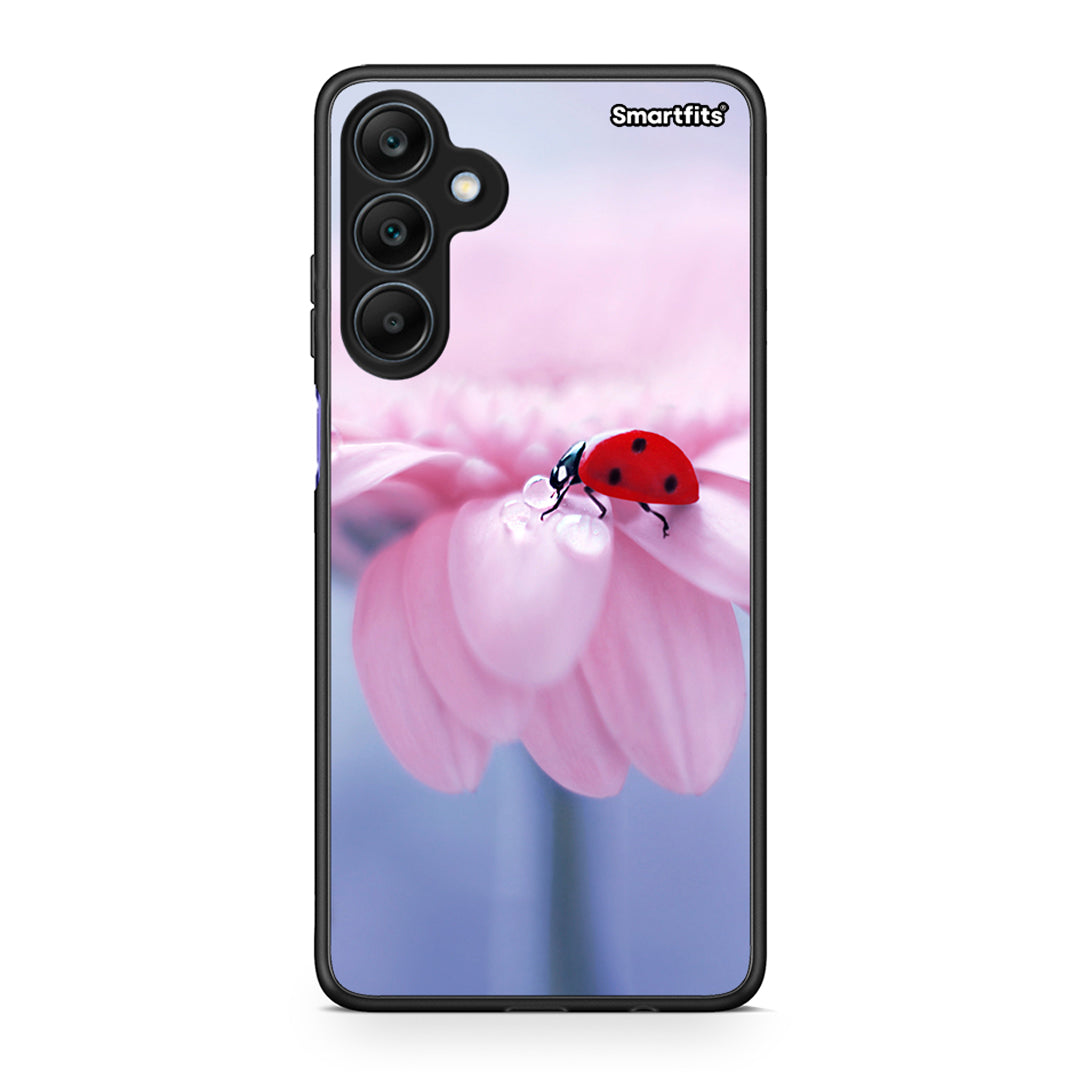 Samsung Galaxy A25 5G Ladybug Flower θήκη από τη Smartfits με σχέδιο στο πίσω μέρος και μαύρο περίβλημα | Smartphone case with colorful back and black bezels by Smartfits