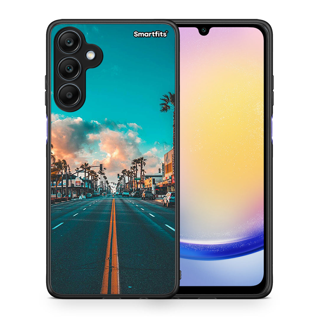 Θήκη Samsung Galaxy A25 5G City Landscape από τη Smartfits με σχέδιο στο πίσω μέρος και μαύρο περίβλημα | Samsung Galaxy A25 5G City Landscape case with colorful back and black bezels