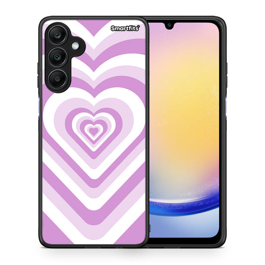 Θήκη Samsung Galaxy A25 5G Lilac Hearts από τη Smartfits με σχέδιο στο πίσω μέρος και μαύρο περίβλημα | Samsung Galaxy A25 5G Lilac Hearts case with colorful back and black bezels