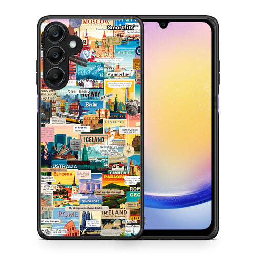 Θήκη Samsung Galaxy A25 5G Live To Travel από τη Smartfits με σχέδιο στο πίσω μέρος και μαύρο περίβλημα | Samsung Galaxy A25 5G Live To Travel case with colorful back and black bezels