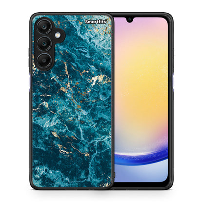 Θήκη Samsung Galaxy A25 5G Marble Blue από τη Smartfits με σχέδιο στο πίσω μέρος και μαύρο περίβλημα | Samsung Galaxy A25 5G Marble Blue case with colorful back and black bezels