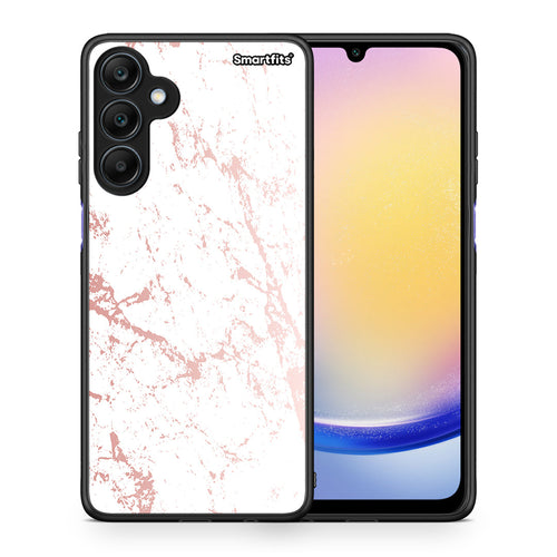 Θήκη Samsung Galaxy A25 5G Pink Splash Marble από τη Smartfits με σχέδιο στο πίσω μέρος και μαύρο περίβλημα | Samsung Galaxy A25 5G Pink Splash Marble case with colorful back and black bezels
