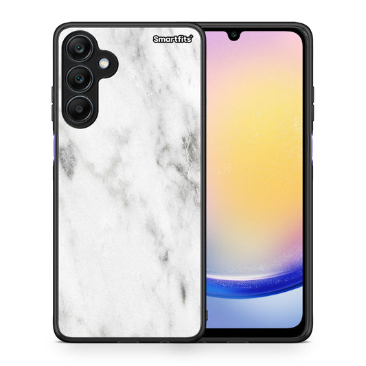 Θήκη Samsung Galaxy A25 5G White Marble από τη Smartfits με σχέδιο στο πίσω μέρος και μαύρο περίβλημα | Samsung Galaxy A25 5G White Marble case with colorful back and black bezels