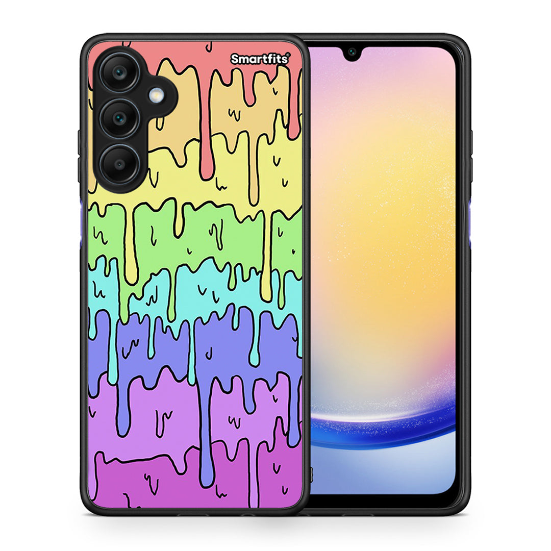 Θήκη Samsung Galaxy A25 5G Melting Rainbow από τη Smartfits με σχέδιο στο πίσω μέρος και μαύρο περίβλημα | Samsung Galaxy A25 5G Melting Rainbow case with colorful back and black bezels