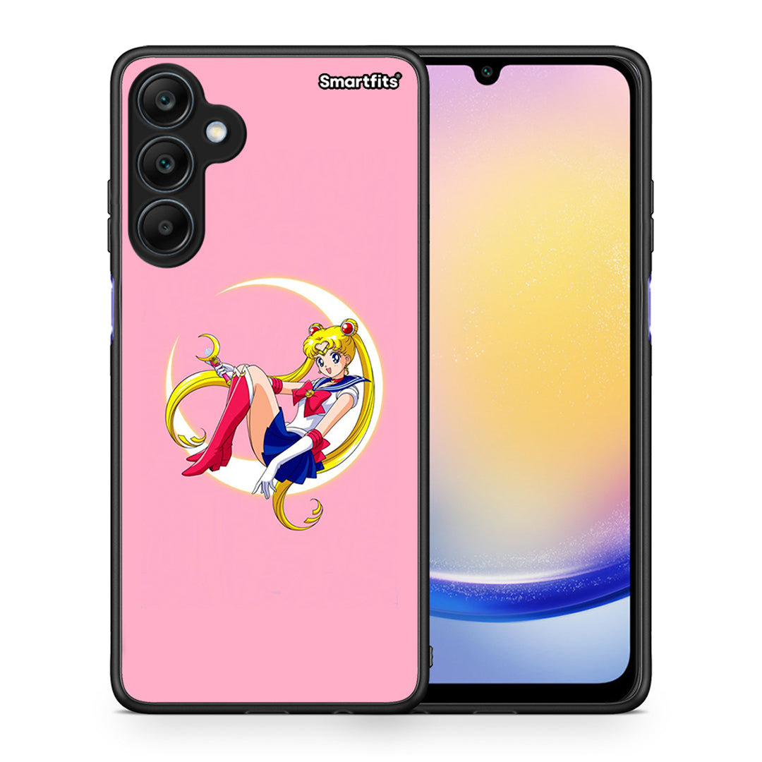 Θήκη Samsung Galaxy A25 5G Moon Girl από τη Smartfits με σχέδιο στο πίσω μέρος και μαύρο περίβλημα | Samsung Galaxy A25 5G Moon Girl case with colorful back and black bezels