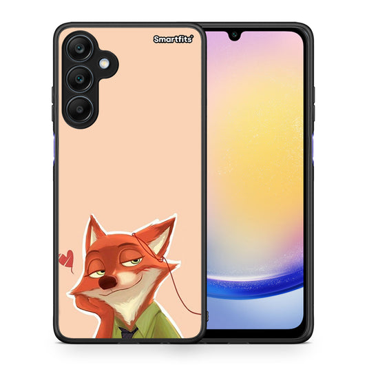 Θήκη Samsung Galaxy A25 5G Nick Wilde And Judy Hopps Love 1 από τη Smartfits με σχέδιο στο πίσω μέρος και μαύρο περίβλημα | Samsung Galaxy A25 5G Nick Wilde And Judy Hopps Love 1 case with colorful back and black bezels