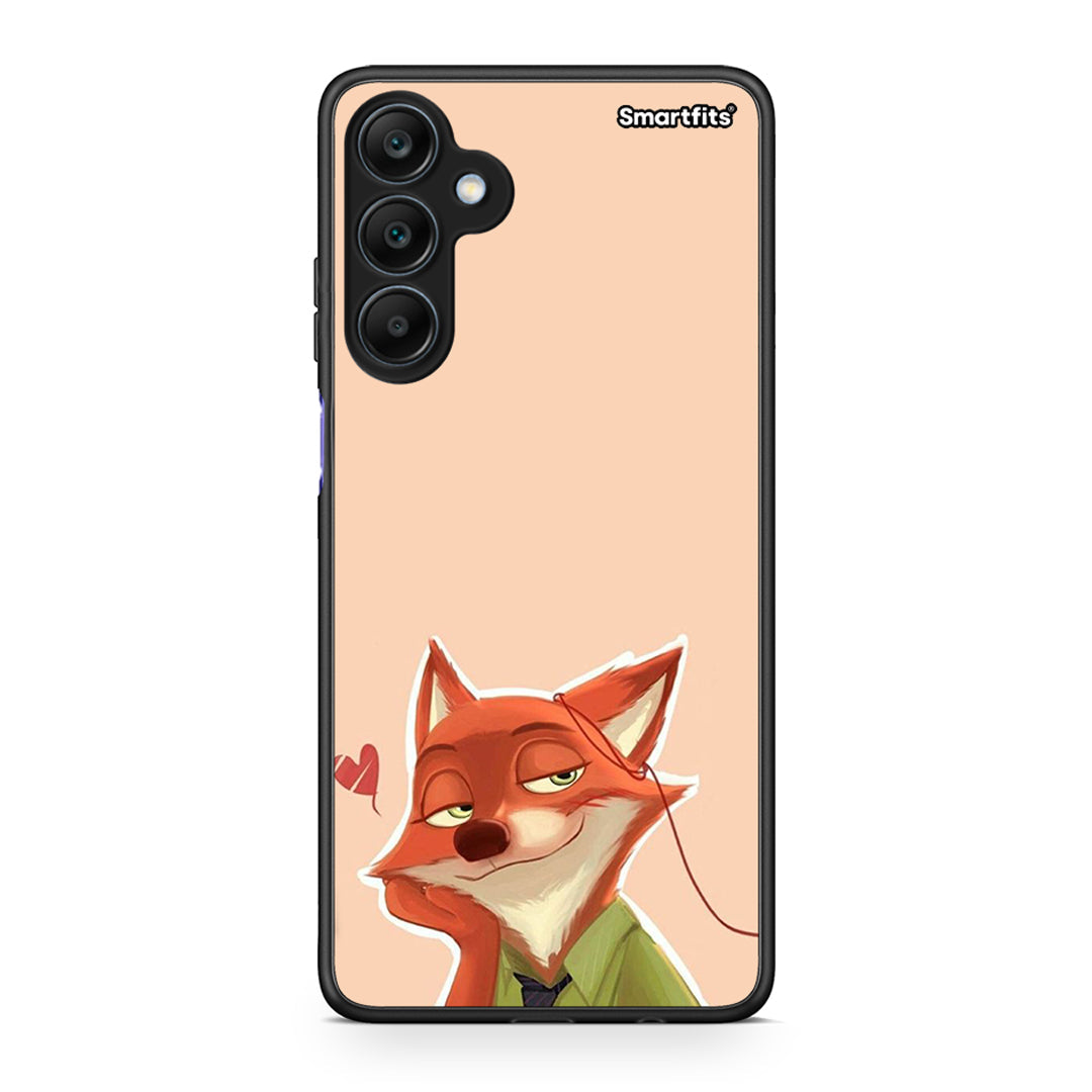 Samsung Galaxy A25 5G Nick Wilde And Judy Hopps Love 1 θήκη από τη Smartfits με σχέδιο στο πίσω μέρος και μαύρο περίβλημα | Smartphone case with colorful back and black bezels by Smartfits