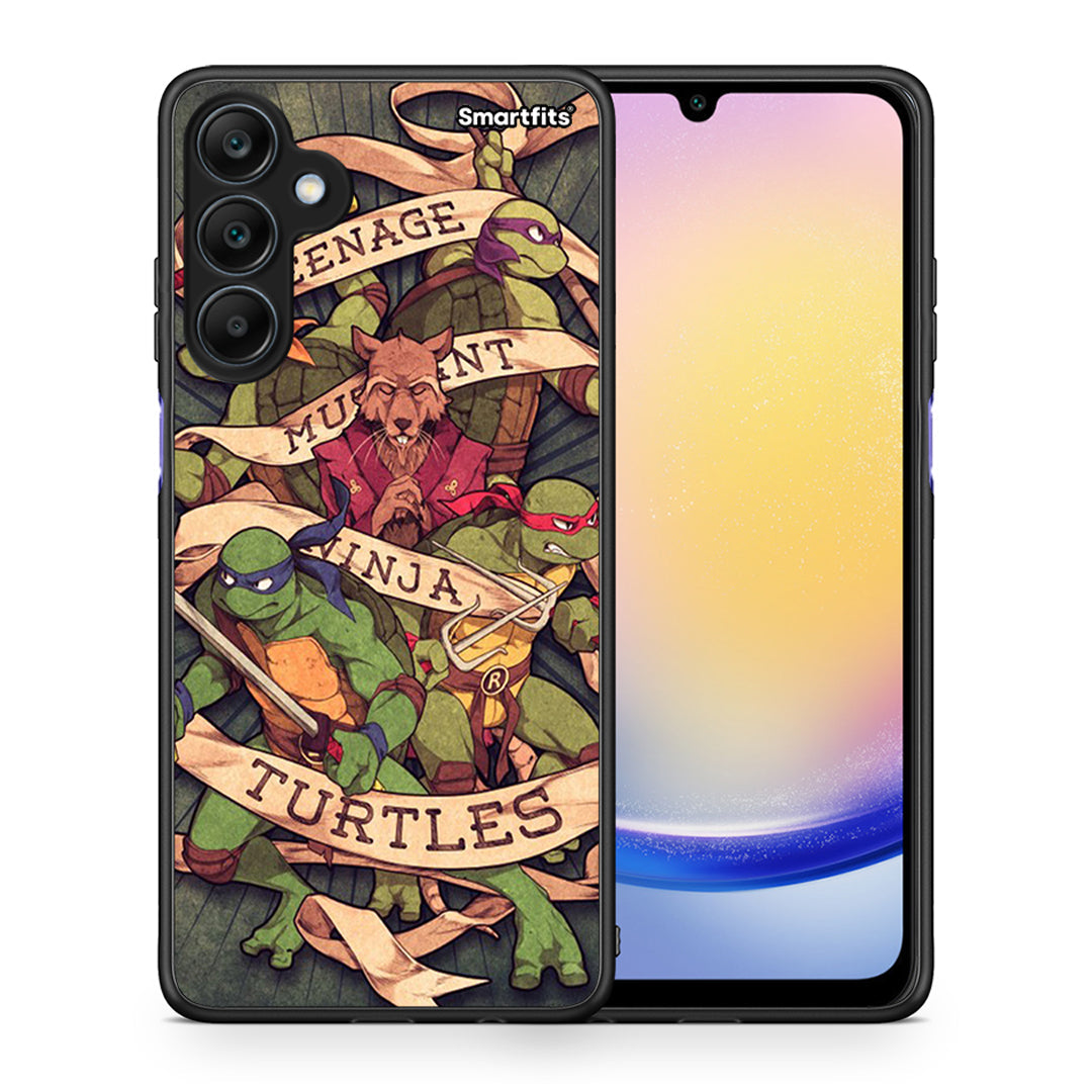 Θήκη Samsung Galaxy A25 5G Ninja Turtles από τη Smartfits με σχέδιο στο πίσω μέρος και μαύρο περίβλημα | Samsung Galaxy A25 5G Ninja Turtles case with colorful back and black bezels