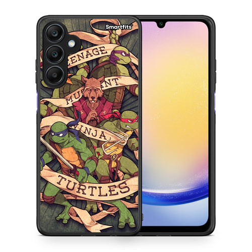 Θήκη Samsung Galaxy A25 5G Ninja Turtles από τη Smartfits με σχέδιο στο πίσω μέρος και μαύρο περίβλημα | Samsung Galaxy A25 5G Ninja Turtles case with colorful back and black bezels