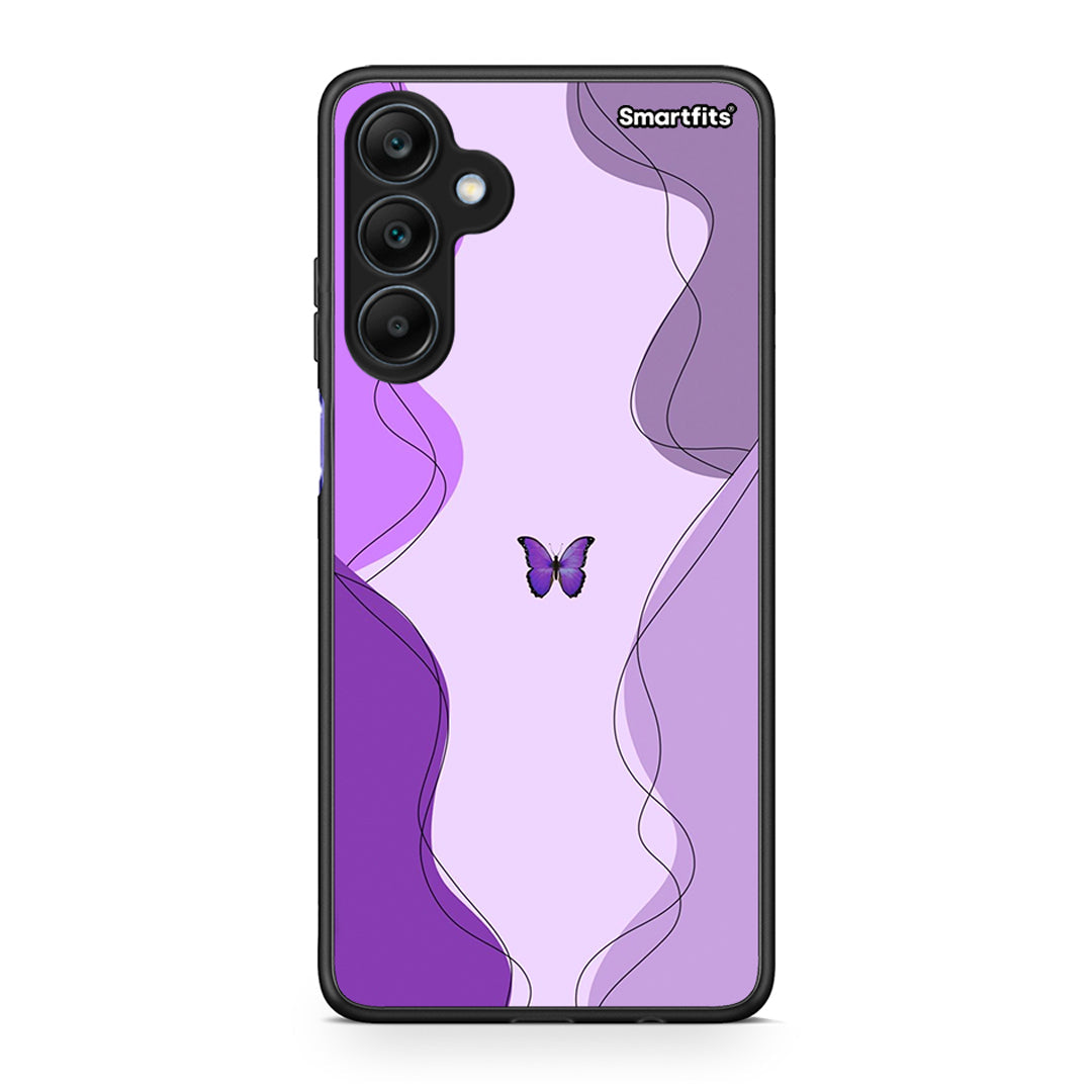 Samsung Galaxy A25 5G Purple Mariposa Θήκη Αγίου Βαλεντίνου από τη Smartfits με σχέδιο στο πίσω μέρος και μαύρο περίβλημα | Smartphone case with colorful back and black bezels by Smartfits