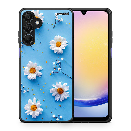 Θήκη Samsung Galaxy A25 5G Real Daisies από τη Smartfits με σχέδιο στο πίσω μέρος και μαύρο περίβλημα | Samsung Galaxy A25 5G Real Daisies case with colorful back and black bezels