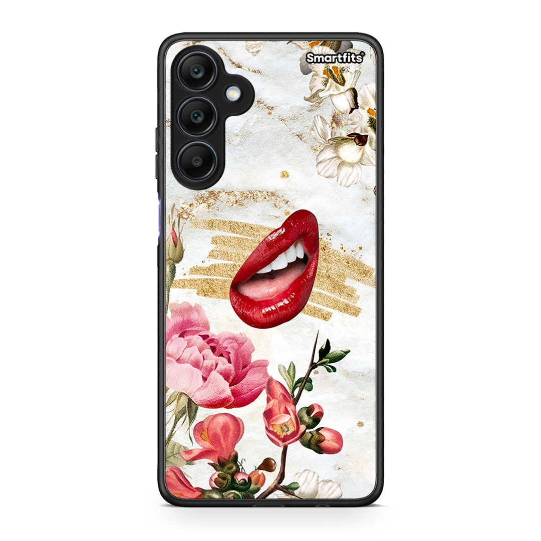 Samsung Galaxy A25 5G Red Lips θήκη από τη Smartfits με σχέδιο στο πίσω μέρος και μαύρο περίβλημα | Smartphone case with colorful back and black bezels by Smartfits