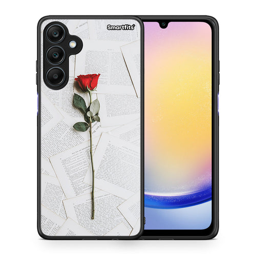Θήκη Samsung Galaxy A25 5G Red Rose από τη Smartfits με σχέδιο στο πίσω μέρος και μαύρο περίβλημα | Samsung Galaxy A25 5G Red Rose case with colorful back and black bezels