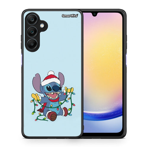 Θήκη Samsung Galaxy A25 5G Santa Stich από τη Smartfits με σχέδιο στο πίσω μέρος και μαύρο περίβλημα | Samsung Galaxy A25 5G Santa Stich case with colorful back and black bezels