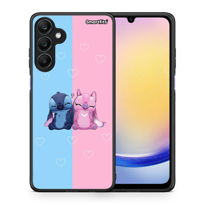 Θήκη Samsung Galaxy A25 5G Stitch And Angel από τη Smartfits με σχέδιο στο πίσω μέρος και μαύρο περίβλημα | Samsung Galaxy A25 5G Stitch And Angel case with colorful back and black bezels