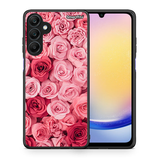 Θήκη Samsung Galaxy A25 5G RoseGarden Valentine από τη Smartfits με σχέδιο στο πίσω μέρος και μαύρο περίβλημα | Samsung Galaxy A25 5G RoseGarden Valentine case with colorful back and black bezels