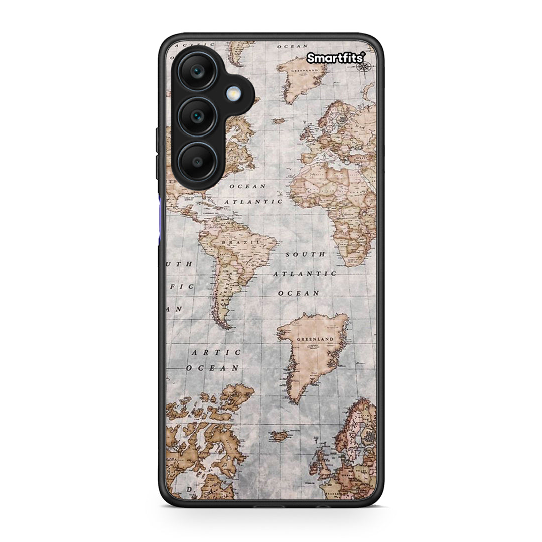 Samsung Galaxy A25 5G World Map Θήκη από τη Smartfits με σχέδιο στο πίσω μέρος και μαύρο περίβλημα | Smartphone case with colorful back and black bezels by Smartfits