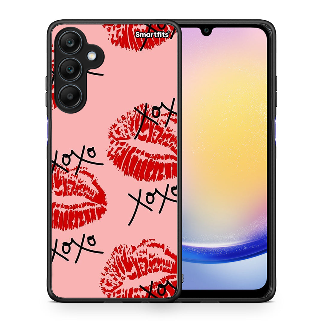 Θήκη Samsung Galaxy A25 5G XOXO Lips από τη Smartfits με σχέδιο στο πίσω μέρος και μαύρο περίβλημα | Samsung Galaxy A25 5G XOXO Lips case with colorful back and black bezels