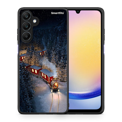 Θήκη Samsung Galaxy A25 5G Xmas Train από τη Smartfits με σχέδιο στο πίσω μέρος και μαύρο περίβλημα | Samsung Galaxy A25 5G Xmas Train case with colorful back and black bezels