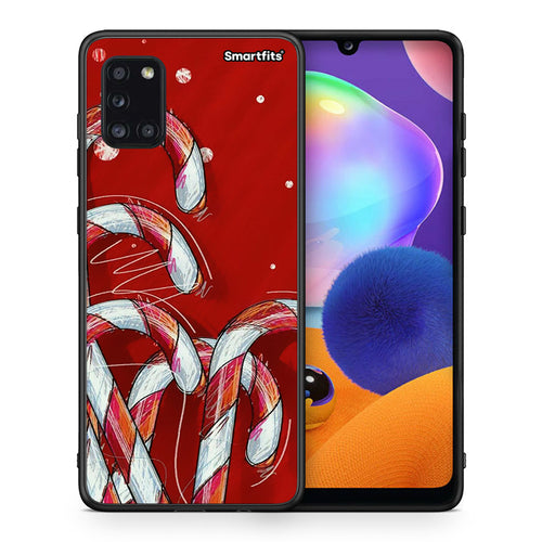 Θήκη Samsung Galaxy A31 Candy Cane από τη Smartfits με σχέδιο στο πίσω μέρος και μαύρο περίβλημα | Samsung Galaxy A31 Candy Cane case with colorful back and black bezels