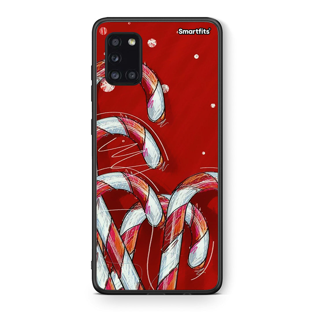 Θήκη Samsung Galaxy A31 Candy Cane από τη Smartfits με σχέδιο στο πίσω μέρος και μαύρο περίβλημα | Samsung Galaxy A31 Candy Cane case with colorful back and black bezels