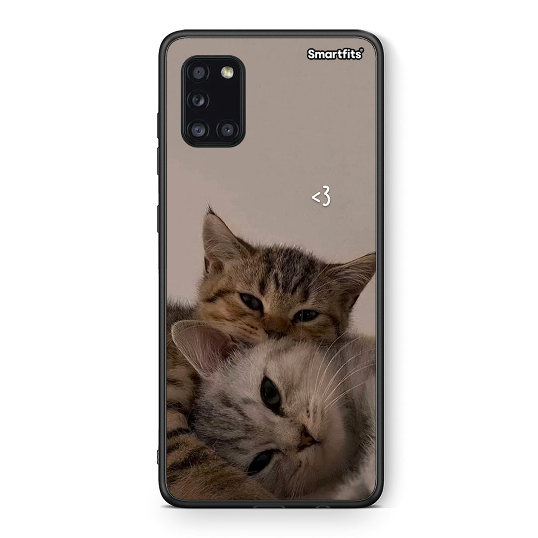 Θήκη Samsung Galaxy A31 Cats In Love από τη Smartfits με σχέδιο στο πίσω μέρος και μαύρο περίβλημα | Samsung Galaxy A31 Cats In Love case with colorful back and black bezels