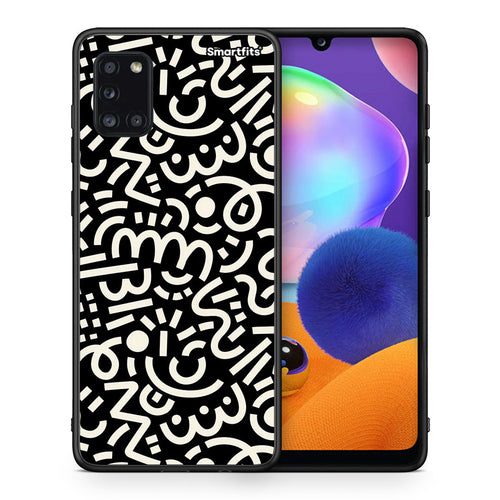 Θήκη Samsung Galaxy A31 Doodle Art από τη Smartfits με σχέδιο στο πίσω μέρος και μαύρο περίβλημα | Samsung Galaxy A31 Doodle Art case with colorful back and black bezels