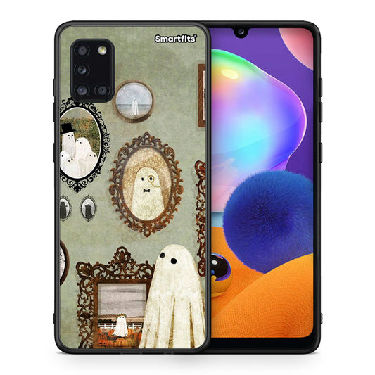 Θήκη Samsung Galaxy A31 Halloween Ghost Season από τη Smartfits με σχέδιο στο πίσω μέρος και μαύρο περίβλημα | Samsung Galaxy A31 Halloween Ghost Season case with colorful back and black bezels
