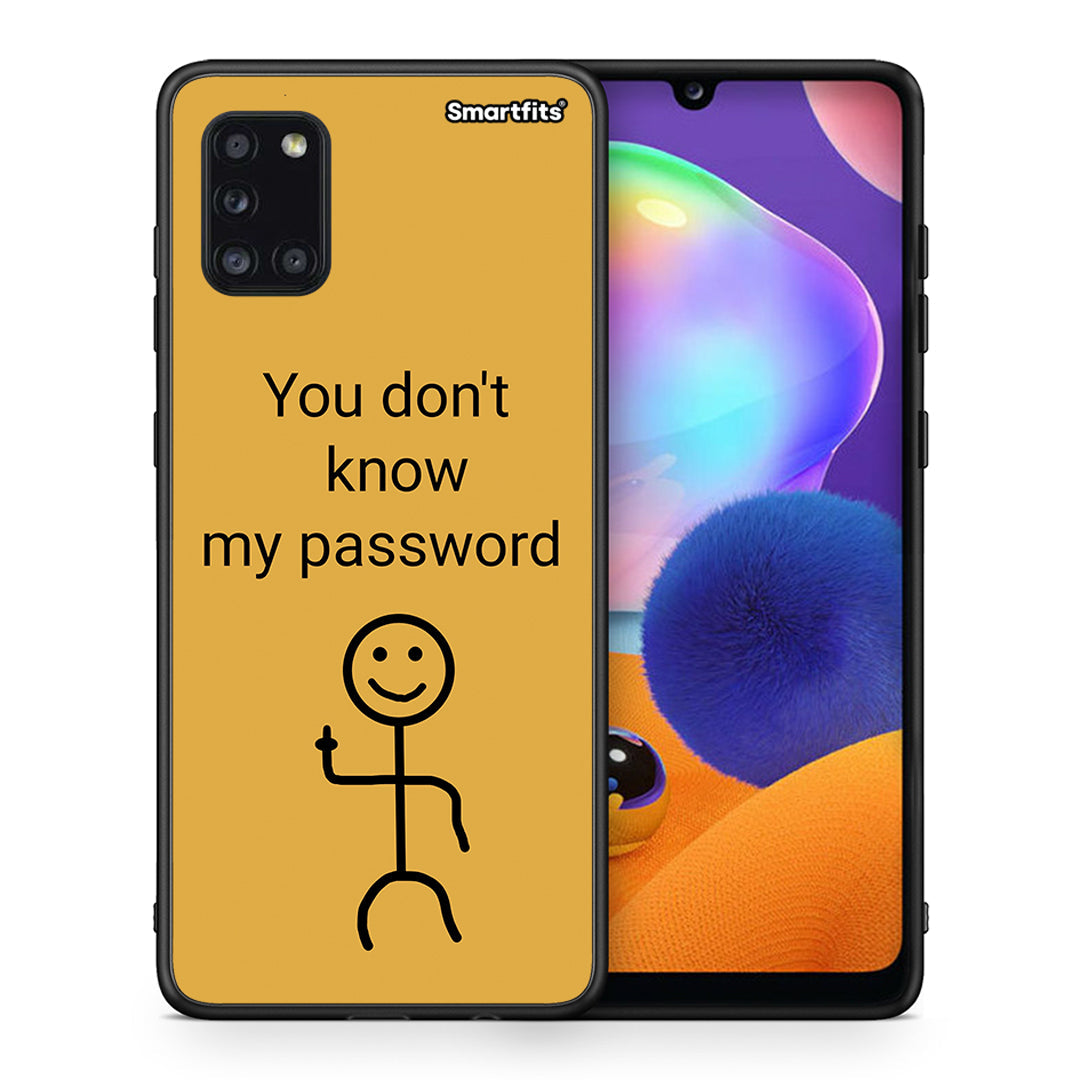 Θήκη Samsung Galaxy A31 My Password από τη Smartfits με σχέδιο στο πίσω μέρος και μαύρο περίβλημα | Samsung Galaxy A31 My Password case with colorful back and black bezels