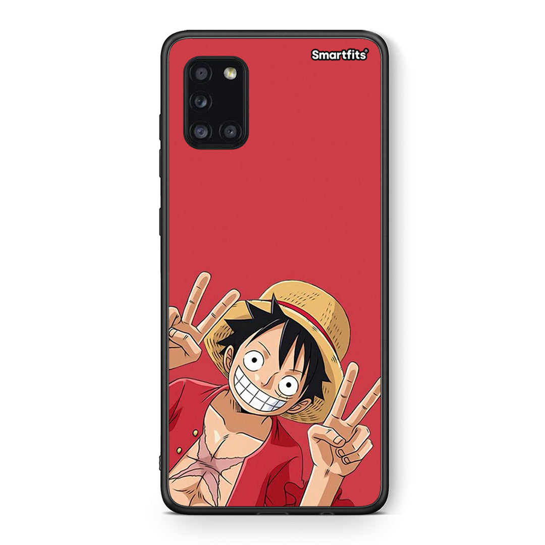 Θήκη Samsung Galaxy A31 Pirate Luffy από τη Smartfits με σχέδιο στο πίσω μέρος και μαύρο περίβλημα | Samsung Galaxy A31 Pirate Luffy case with colorful back and black bezels