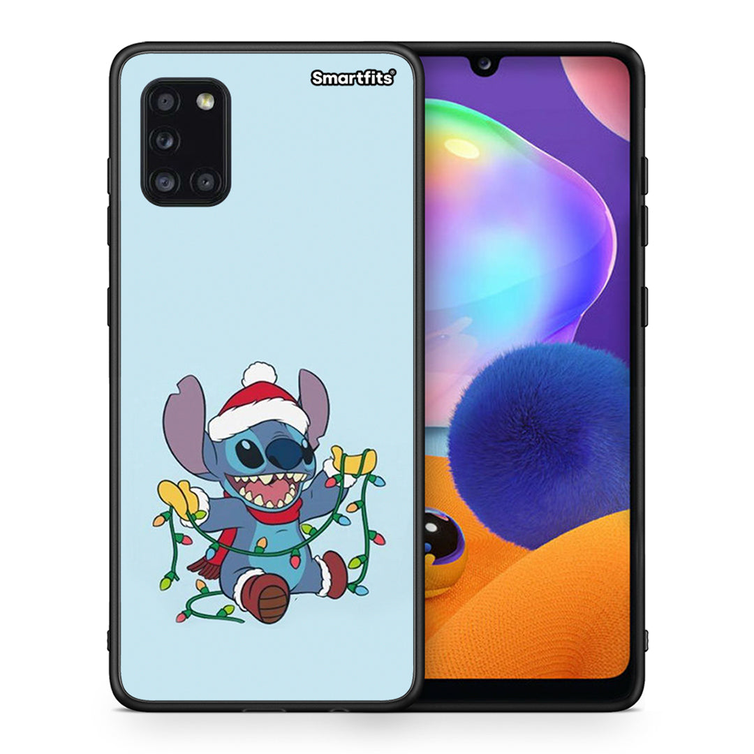Θήκη Samsung Galaxy A31 Santa Stich από τη Smartfits με σχέδιο στο πίσω μέρος και μαύρο περίβλημα | Samsung Galaxy A31 Santa Stich case with colorful back and black bezels