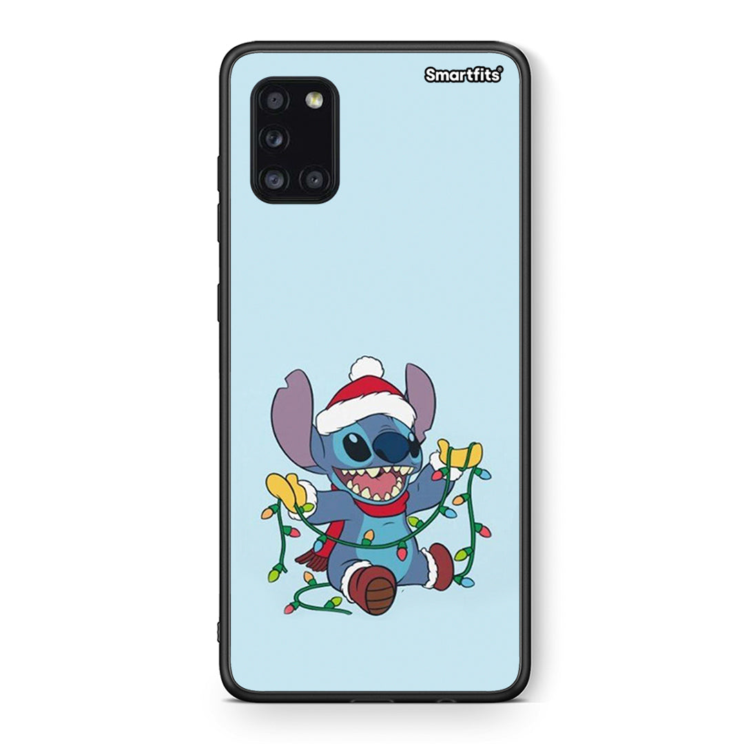 Θήκη Samsung Galaxy A31 Santa Stich από τη Smartfits με σχέδιο στο πίσω μέρος και μαύρο περίβλημα | Samsung Galaxy A31 Santa Stich case with colorful back and black bezels
