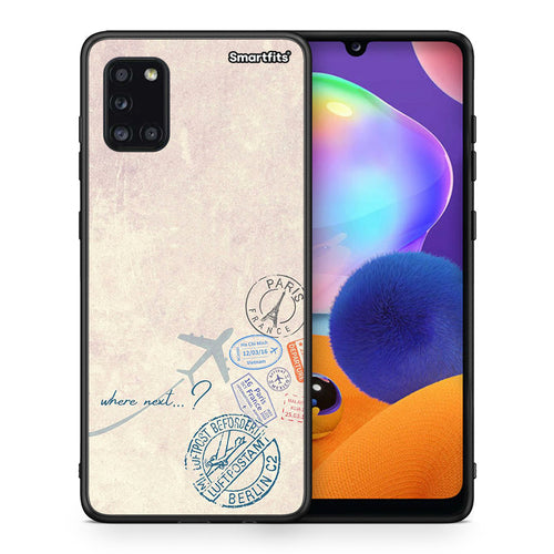 Θήκη Samsung Galaxy A31 Where Next από τη Smartfits με σχέδιο στο πίσω μέρος και μαύρο περίβλημα | Samsung Galaxy A31 Where Next case with colorful back and black bezels