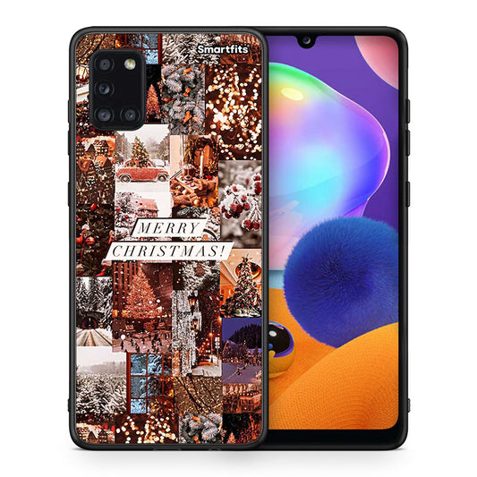 Θήκη Samsung Galaxy A31 Xmas Collage από τη Smartfits με σχέδιο στο πίσω μέρος και μαύρο περίβλημα | Samsung Galaxy A31 Xmas Collage case with colorful back and black bezels