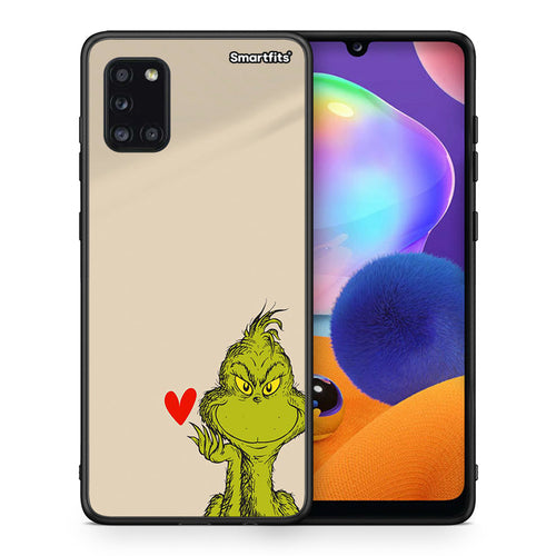 Θήκη Samsung Galaxy A31 Xmas Grinch από τη Smartfits με σχέδιο στο πίσω μέρος και μαύρο περίβλημα | Samsung Galaxy A31 Xmas Grinch case with colorful back and black bezels