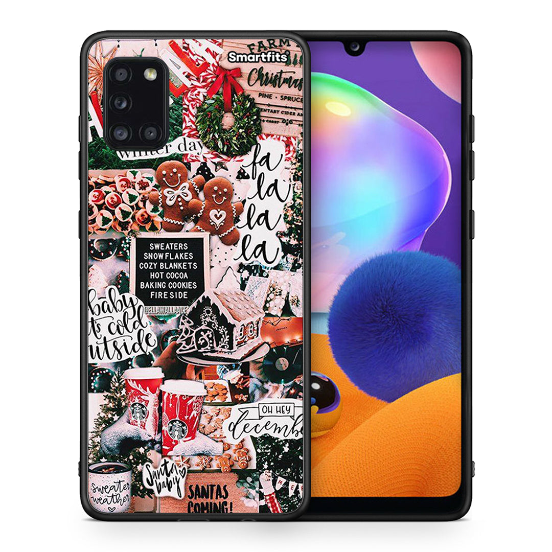 Θήκη Samsung Galaxy A31 Xmas Habbits από τη Smartfits με σχέδιο στο πίσω μέρος και μαύρο περίβλημα | Samsung Galaxy A31 Xmas Habbits case with colorful back and black bezels